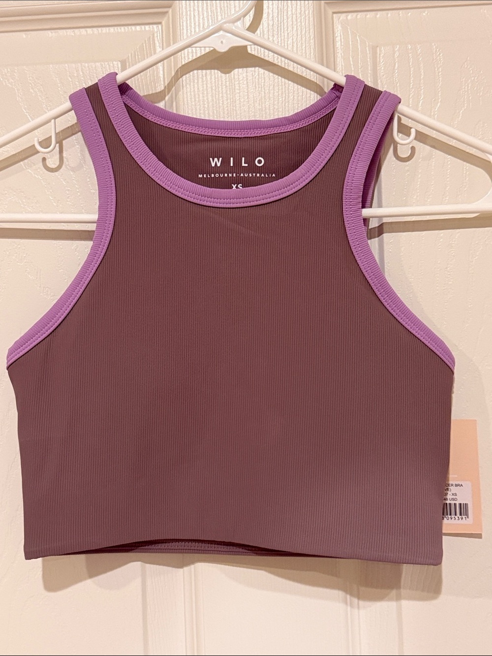 WILO Purple Contrast-Trim Ribbed Sports Bra